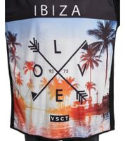 vsct Ibiza Love T-shirt en coton pour homme avec grand imprimé plage, col rond, 5643296 noir