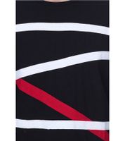 vsct Men's Longsleeve Cotton Sweater with Colored Accents Round Neck Sweater Long Sleeve Shirt D5643062L Black