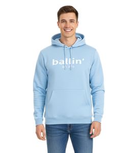 Ballin Est. 2013 Herren Kapuzen-Pullover nachhaltiger Sweat-Hoodie mit Logo-Schriftzug auf der Front HO-H00050-SKY Blau