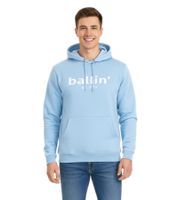 Ballin Est. 2013 Herren Kapuzen-Pullover nachhaltiger Sweat-Hoodie mit Logo-Schriftzug auf der Front HO-H00050-SKY Blau