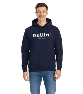 Ballin Est. 2013 Herren Kapuzen-Pullover nachhaltiger Sweat-Hoodie mit Logo-Schriftzug auf der Front HO-H00050-NVY Navy