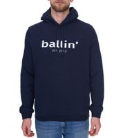 Ballin Est. 2013 Herren Kapuzen-Pullover nachhaltiger Sweat-Hoodie mit Logo-Schriftzug auf der Front HO-H00050-NVY Navy