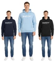 Ballin Est. 2013 Herren nachhaltiger Hoodie Kapuzen-Pullover mit Logo-Print auf der Front HO-H00050 in Schwarz, Blau oder Navy