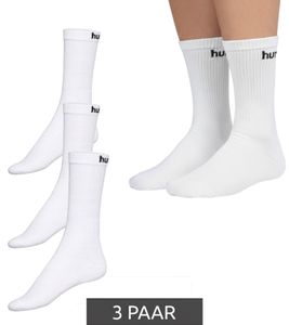 3 Pairs of Hummel Women's & Children's Basic Sport Socks with Brand Logo, Cotton Socks, Everyday Socks, 205603 9001 White