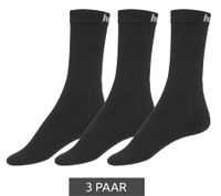 3 paia di calzini sportivi basic Hummel da donna e bambino con logo del marchio, calzini in cotone, calzini per tutti i giorni, 205603 2001, nero