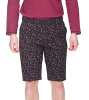 modische Herren Stretch Bermuda Chino-Shorts Slim-Fit florale Baumwoll-Bermuda 913508 Schwarz