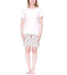 CINQUE Shorty women's cotton pajamas short pants with floral print round neck shirt pink/white