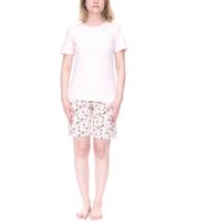 CINQUE Shorty women's cotton pajamas short pants with floral print round neck shirt pink/white