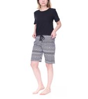CINQUE cotton pajamas shorts round neck shirt for women in pink/white, black/white or for men in black/white Men black/grey