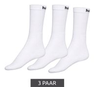 3 pairs of hummel women's & children's basic sports socks, cotton socks, everyday socks with brand logo 205603 or contrasting angle 022030 in white or black