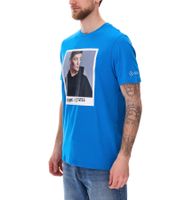 Mercedes-Benz AMG Petronas F1 MAPF1 Portrait camicia da uomo in cotone con stampa George Russell camicia girocollo 701222296 001 blu