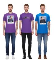 Mercedes-Benz AMG Petronas F1 MAPF1 Ritratto o logo Camicia da uomo in cotone con stampa George Russel Camicia girocollo 701222296-701222304 Blu o viola