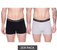 Lot de 2 boxers pour homme Kappa avec inscription de la marque et logo de différentes couleurs telles que le noir, le gris, l'anthracite et le bleu