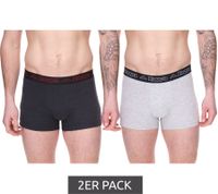 Lot de 2 boxers pour homme Kappa avec inscription de la marque et logo de différentes couleurs telles que le noir, le gris, l'anthracite et le bleu