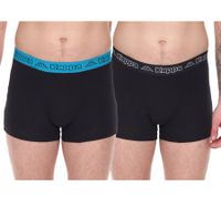 Lot de 2 boxers pour homme Kappa avec inscription de la marque et logo de différentes couleurs telles que le noir, le gris, l'anthracite et le bleu