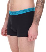Lot de 2 boxers pour homme Kappa avec inscription de la marque et logo de différentes couleurs telles que le noir, le gris, l'anthracite et le bleu