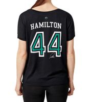 Mercedes-Benz AMG Petronas F1 Lewis Hamilton #44 Tee Damen T-Shirt mit großem Hamilton 44-Print Baumwoll-Shirt 701202249 001 Schwarz