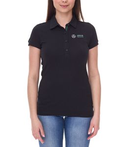 Mercedes-Benz AMG Petronas F1 MAPF1 Classic Polo Women's Cotton Shirt Polo Shirt with Team Logos Short Sleeve Shirt 701202236 001 Black