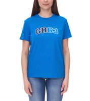 Mercedes-Benz AMG Petronas F1 MAPF1 FW George Russell Logo women's T-shirt with large GR63 print cotton shirt 701222313 001 blue