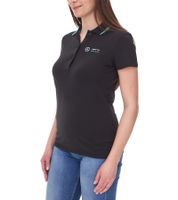 Mercedes-Benz AMG Petronas F1 MAPF1 Polo Women's Cotton Shirt Polo Shirt with Team Logos and Color Accents Short Sleeve Shirt 701222289 001 Black