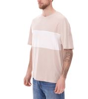 Chemise à col rond pour homme JACK & JONES Chemise en coton T-shirt à manches courtes 12258883 Beige/Blanc ou Bleu foncé/Beige