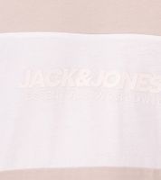 Chemise à col rond pour homme JACK & JONES Chemise en coton T-shirt à manches courtes 12258883 Beige/Blanc ou Bleu foncé/Beige