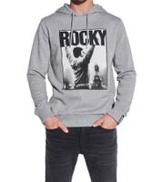 Sweat à capuche homme COURSE Rocky au design chiné Pull à capuche avec grand imprimé photo Rocky et patch Pull en coton 4860 Gris