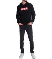 Sweat à capuche pour homme COURSE Mickey avec imprimé main de Mickey et patch Pull à capuche en coton 4846 Noir
