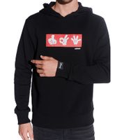 Sweat à capuche pour homme COURSE Mickey avec imprimé main de Mickey et patch Pull à capuche en coton 4846 Noir