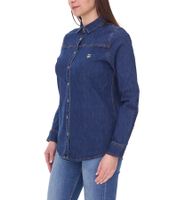 DELMAO women's denim blouse cotton shirt with full button placket 53461803 blue