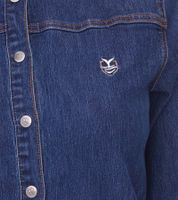 DELMAO women's denim blouse cotton shirt with full button placket 53461803 blue