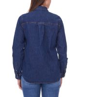 DELMAO women's denim blouse cotton shirt with full button placket 53461803 blue