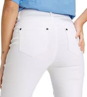 Pantalones vaqueros de cintura alta para mujer AjC, pantalones de algodón con corte acampanado y detalles de botones, color blanco 55820553