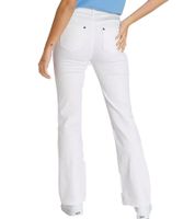 Pantalones vaqueros de cintura alta para mujer AjC, pantalones de algodón con corte acampanado y detalles de botones, color blanco 55820553