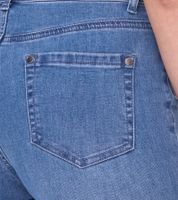 AjC Damen High Waist Jeans Baumwoll-Hose Bootcut Hose mit Knopfdetails 57009102 Blau