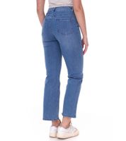 AjC Damen High Waist Jeans Baumwoll-Hose Bootcut Hose mit Knopfdetails 57009102 Blau