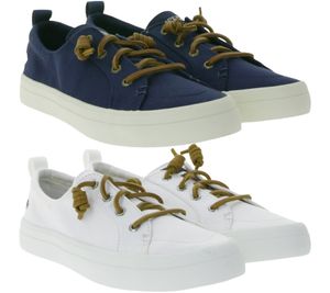 SPERRY Crest Vibe Canvas women's leisure sneakers, everyday shoes, slip-on shoes STS8190 dark blue/brown or white/brown
