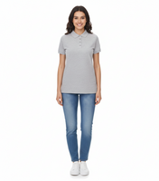 SANTINO Mika Polo-Shirt aus Bio-Baumwolle Polo-Hemd mit 4er Knopfleiste Kurzarm-Shirt meliert 210 gr/m2 Grau