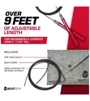 BEASTGEAR Elite Premium-Aluminium-Springseil 3m Speed-Fitness-Springseil für fortgeschrittene Fitness Boxen, MMA, HIIT, Krafttraining und Double Unders Workout Rot/Schwarz