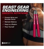 BEASTGEAR Elite Premium-Aluminium-Springseil 3m Speed-Fitness-Springseil für fortgeschrittene Fitness Boxen, MMA, HIIT, Krafttraining und Double Unders Workout Rot/Schwarz