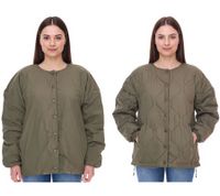 Damen wattierte Wende-Jacke Herbst-Jacke mit verstellbarem Saum Übergangs-Jacke Oversize 954904 Dunkelgrün