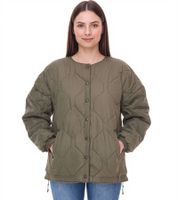 Damen wattierte Wende-Jacke Herbst-Jacke mit verstellbarem Saum Übergangs-Jacke Oversize 954904 Dunkelgrün