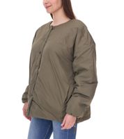 Damen wattierte Wende-Jacke Herbst-Jacke mit verstellbarem Saum Übergangs-Jacke Oversize 954904 Dunkelgrün