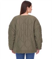 Damen wattierte Wende-Jacke Herbst-Jacke mit verstellbarem Saum Übergangs-Jacke Oversize 954904 Dunkelgrün