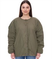Damen wattierte Wende-Jacke Herbst-Jacke mit verstellbarem Saum Übergangs-Jacke Oversize 954904 Dunkelgrün