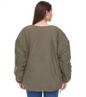 Damen wattierte Wende-Jacke Herbst-Jacke mit verstellbarem Saum Übergangs-Jacke Oversize 954904 Dunkelgrün