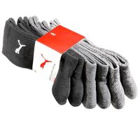 6 Paar PUMA Crew-Socken dickere Business-Strümpfe mit gepolsterten Fußbereich Baumwoll-Socken atmungsaktive Alltags-Socken lange Strümpfe extra weicher Bund 701224759 002 Schwarz/Anthrazit/Grau meliert