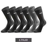 6 pares de calcetines deportivos PUMA con zona del pie acolchada, calcetines de tenis, calcetines transpirables, cinturilla extra suave 701224759 Negro/Antracita/Gris