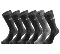 6 pares de calcetines deportivos PUMA con zona del pie acolchada, calcetines de tenis, calcetines transpirables, cinturilla extra suave 701224759 Negro/Antracita/Gris