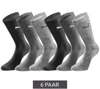 6 pares de calcetines deportivos PUMA con zona del pie acolchada, calcetines de tenis, calcetines transpirables, cinturilla extra suave 701224759 Negro/Antracita/Gris